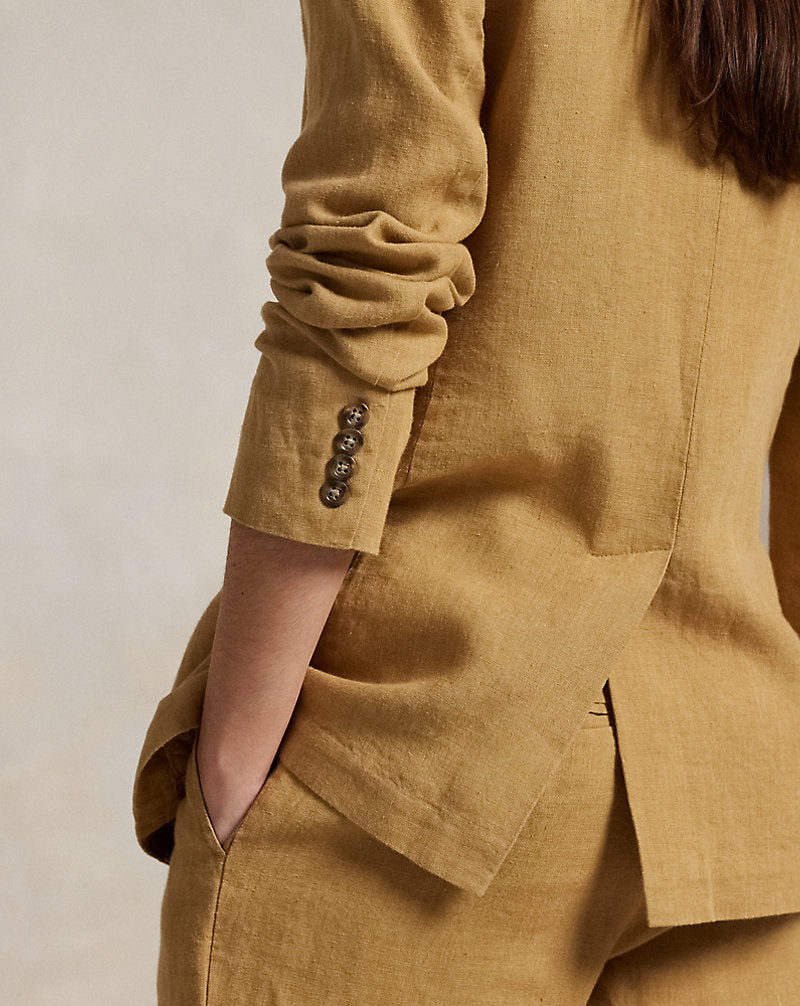 Double-Breasted Linen Blazer Sand Dune