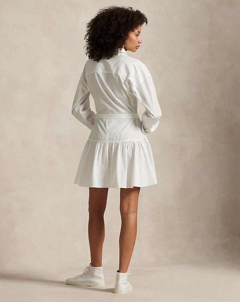 Cotton Broadcloth Panelled Shirtdress White