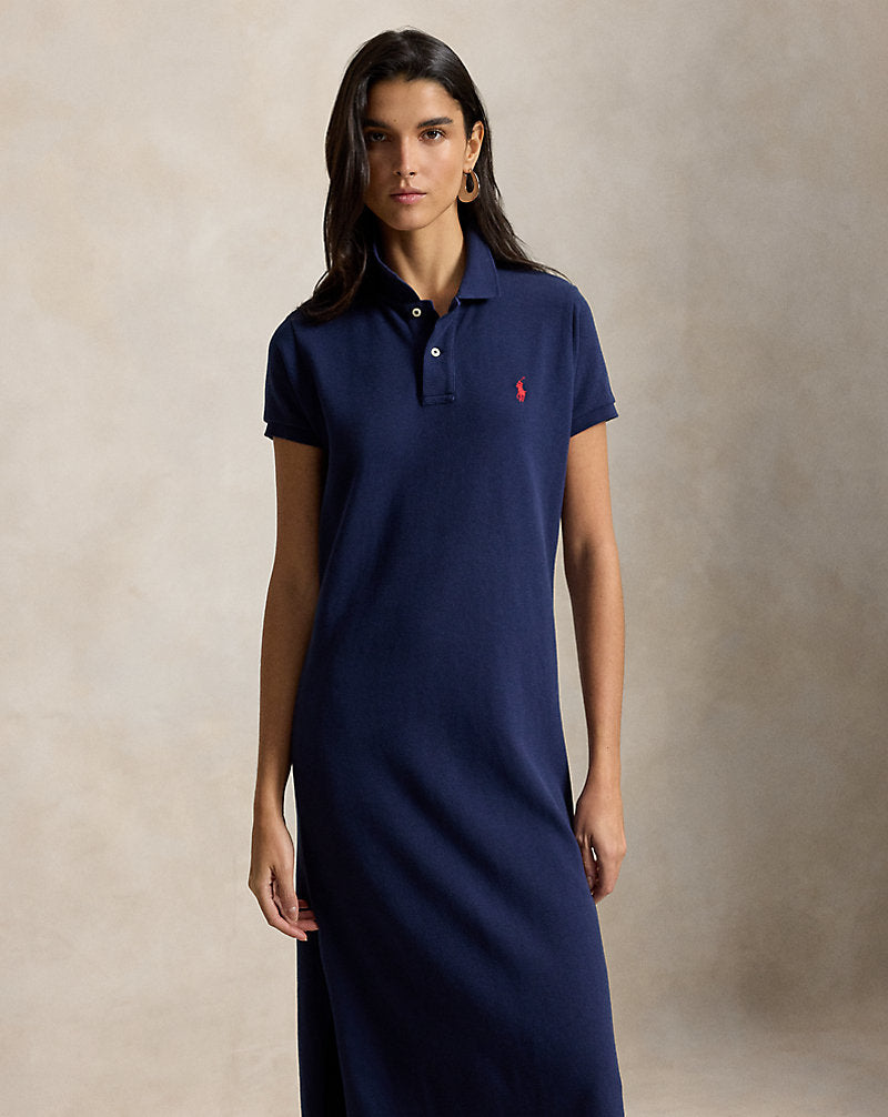 Cotton Mesh Polo Dress Newport Navy