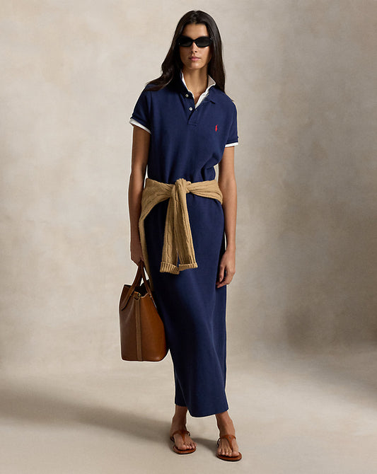 Cotton Mesh Polo Dress Newport Navy