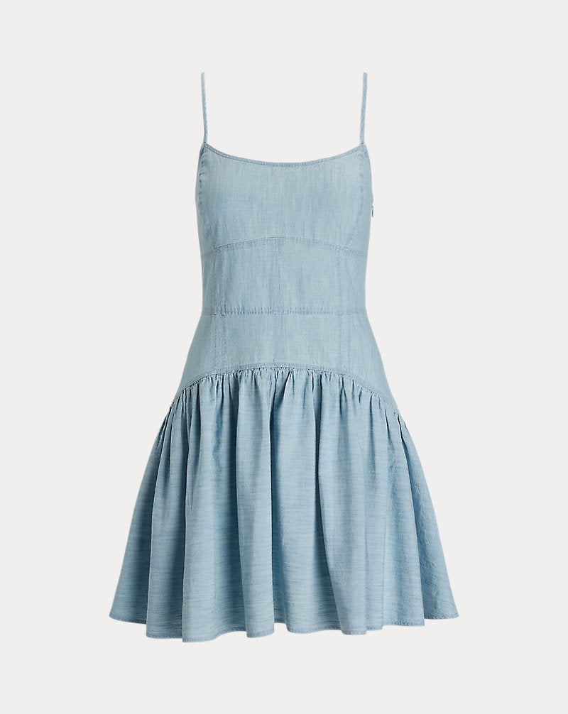 Panelled Cotton Chambray Dress Chambray