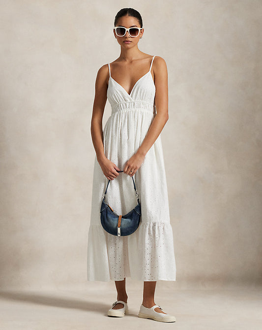 Eyelet Voile Sleeveless Dress White