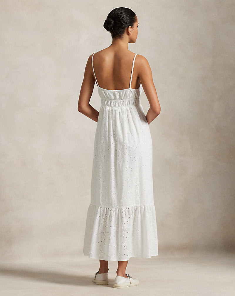 Eyelet Voile Sleeveless Dress White