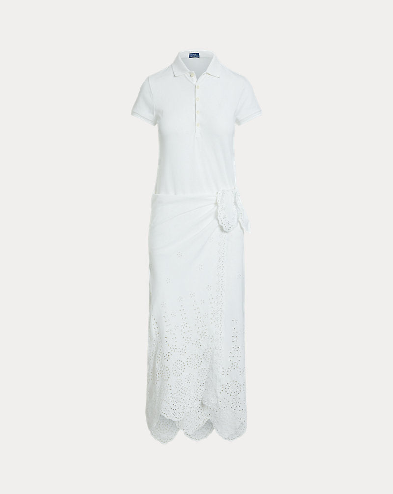 Eyelet Piqu¨¦ Wrap Polo Dress White
