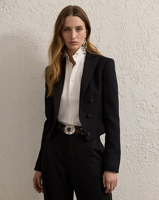 Spencer Wool Crepe Tuxedo Jacket Black