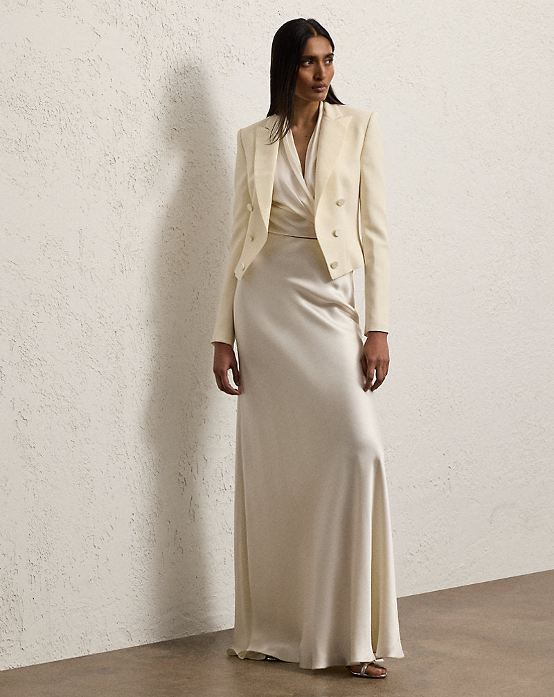 Spencer Wool Crepe Tuxedo Jacket Lux Cream