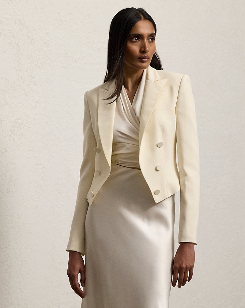 Spencer Wool Crepe Tuxedo Jacket Lux Cream