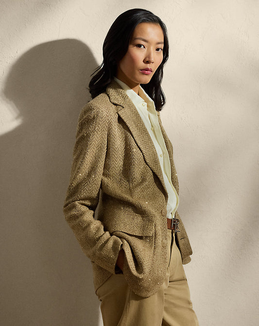 Preston Embellished Tweed Jacket Tan