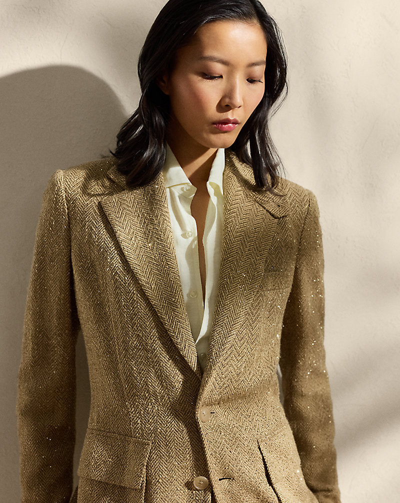 Preston Embellished Tweed Jacket Tan
