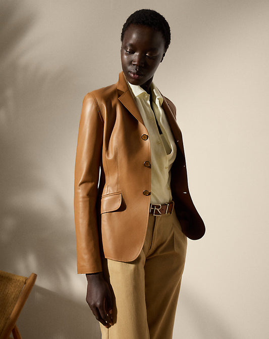 Hollis Lambskin Jacket Caramel
