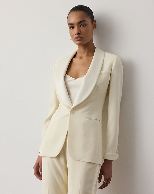 Sawyer Wool Crepe Tuxedo Jacket Lux Cream