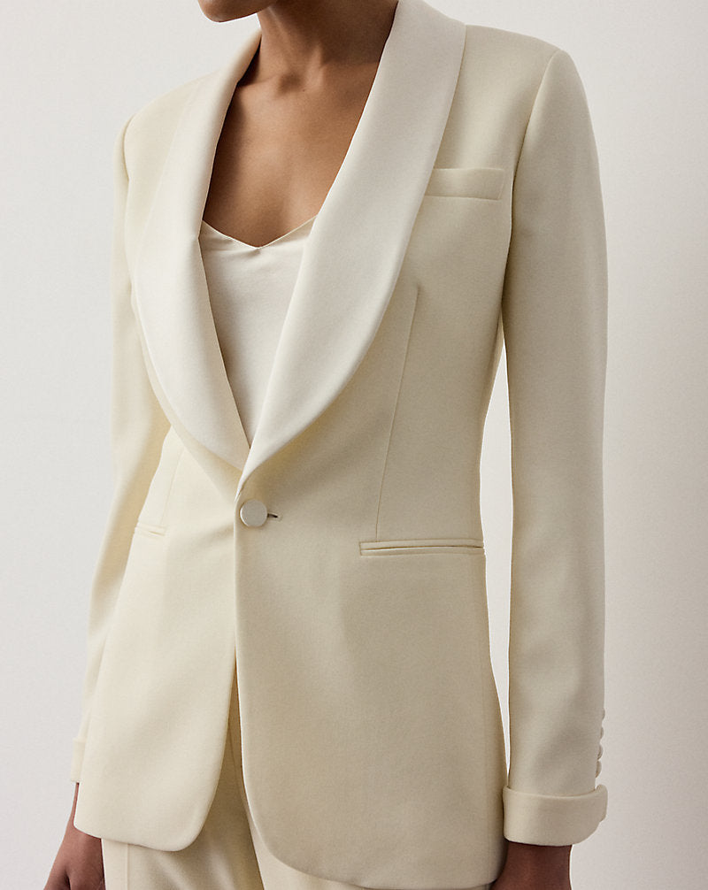 Sawyer Wool Crepe Tuxedo Jacket Lux Cream