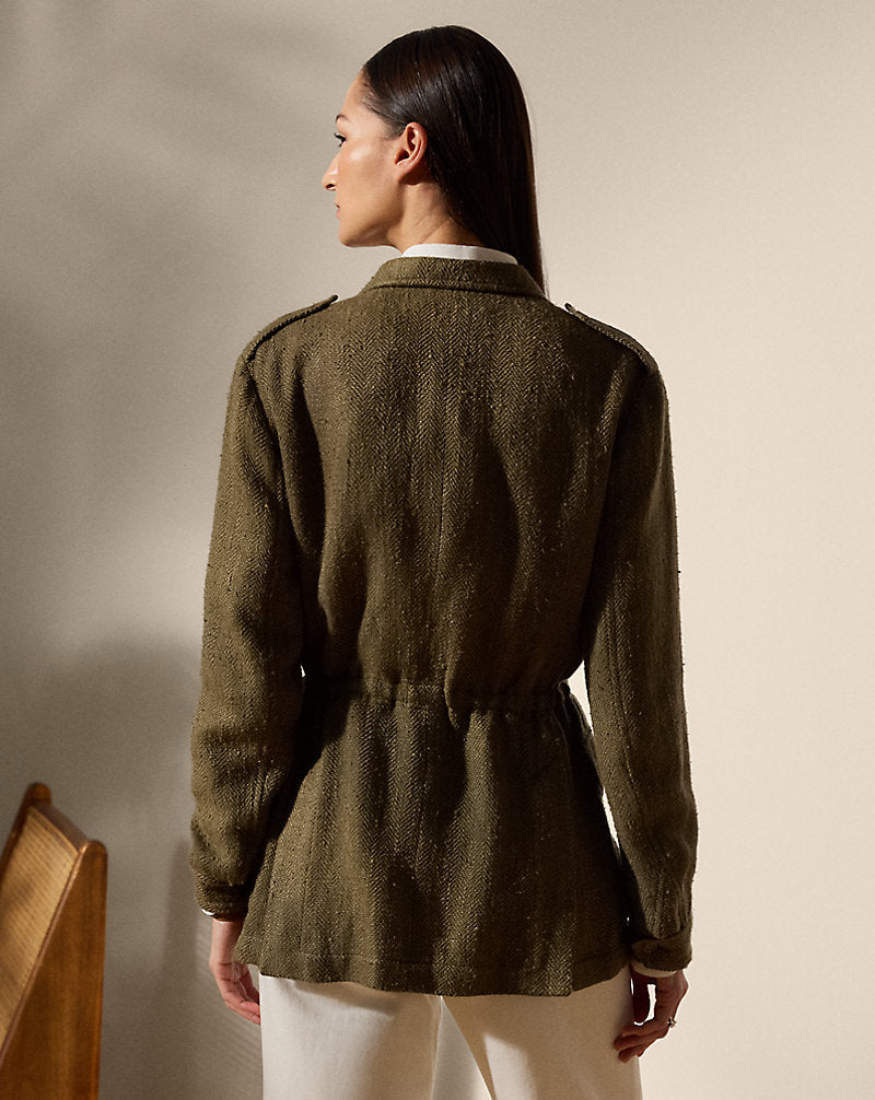 Schmitt Herringbone Tweed Jacket Olive