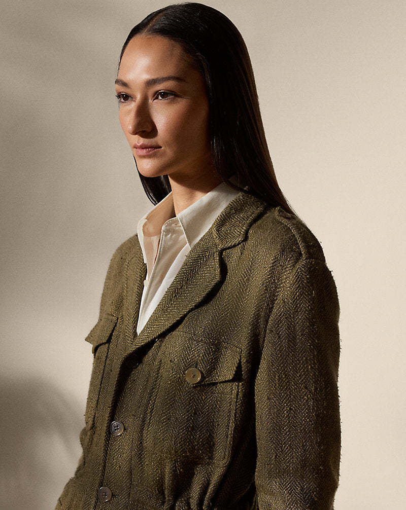 Schmitt Herringbone Tweed Jacket Olive