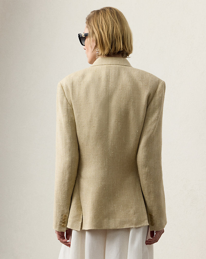 Vannesa Linen-Blend Tweed Jacket Light Tan Multi