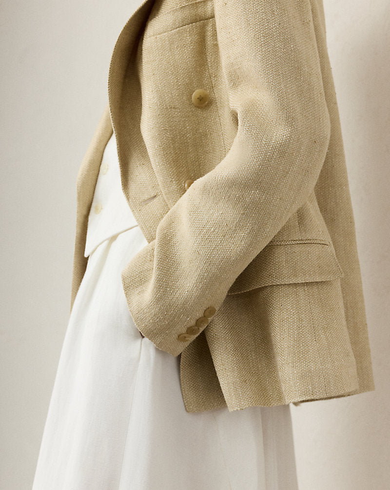 Vannesa Linen-Blend Tweed Jacket Light Tan Multi
