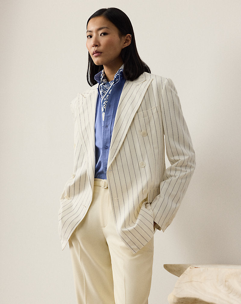 Bennet Striped Washed Jacket Cream/Lux Navy