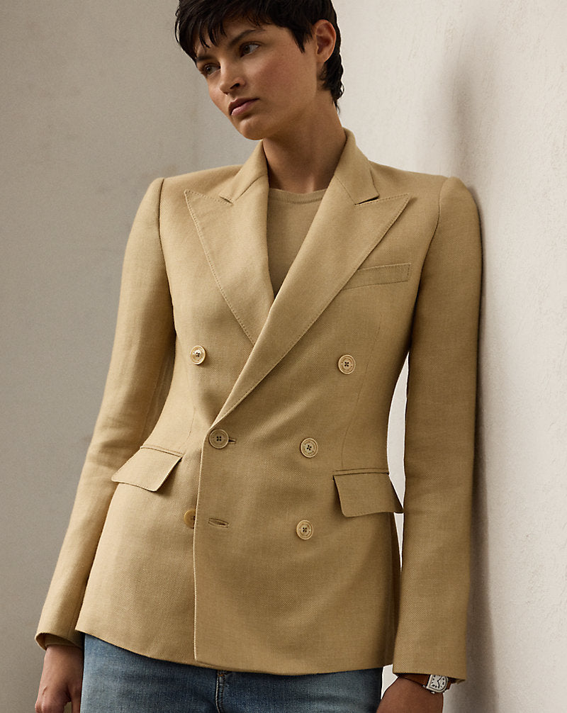 Camden Cashmere-Linen Twill Jacket Light Sand