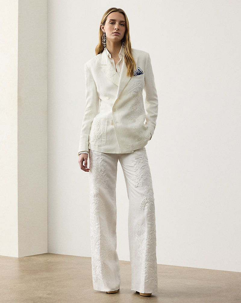 Collen Embroidered Micro-Piqu¨¦ Jacket Cream