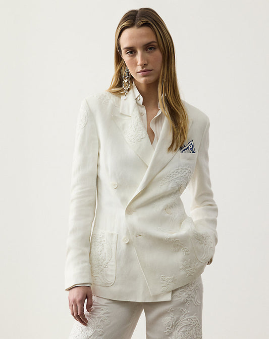 Collen Embroidered Micro-Piqu¨¦ Jacket Cream