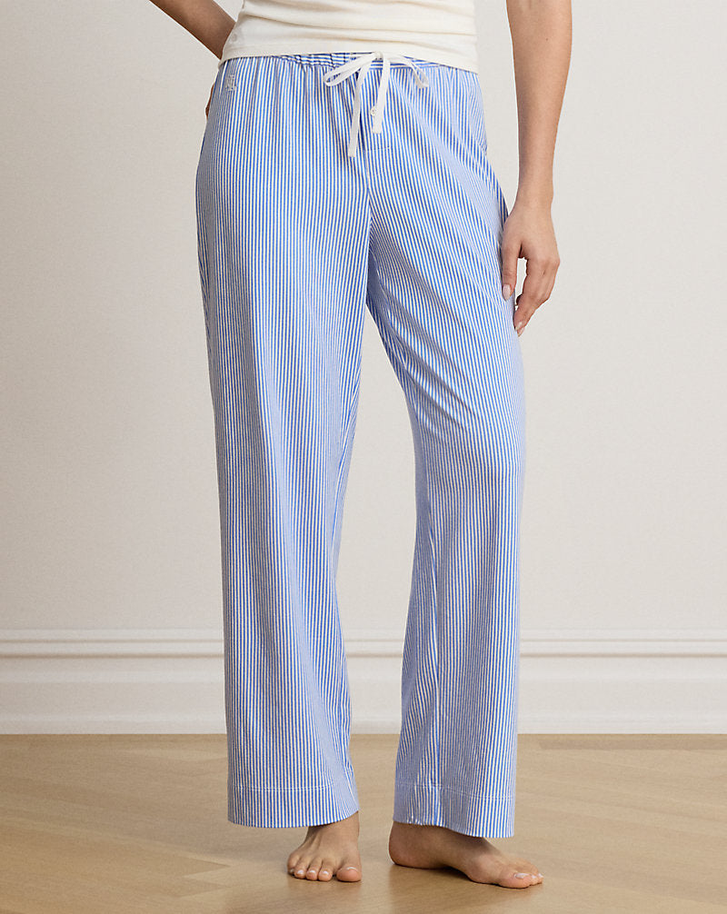 Striped Cotton Jersey Pyjama Trouser Blue Stripe