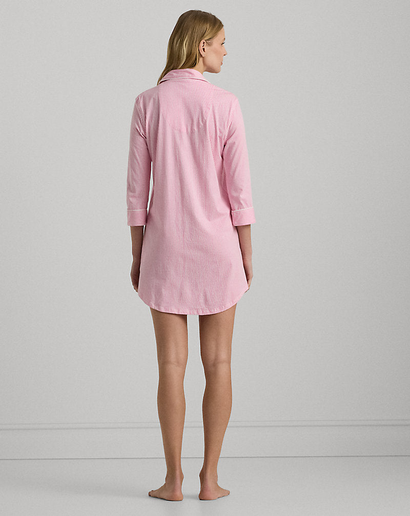 Striped Cotton Jersey Sleep Shirt Pink Stripe