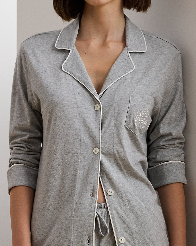 Cotton-Blend Jersey Sleep Set Grey