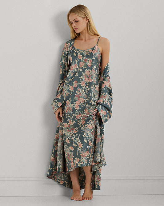Floral Satin Ballet Nightgown Sage