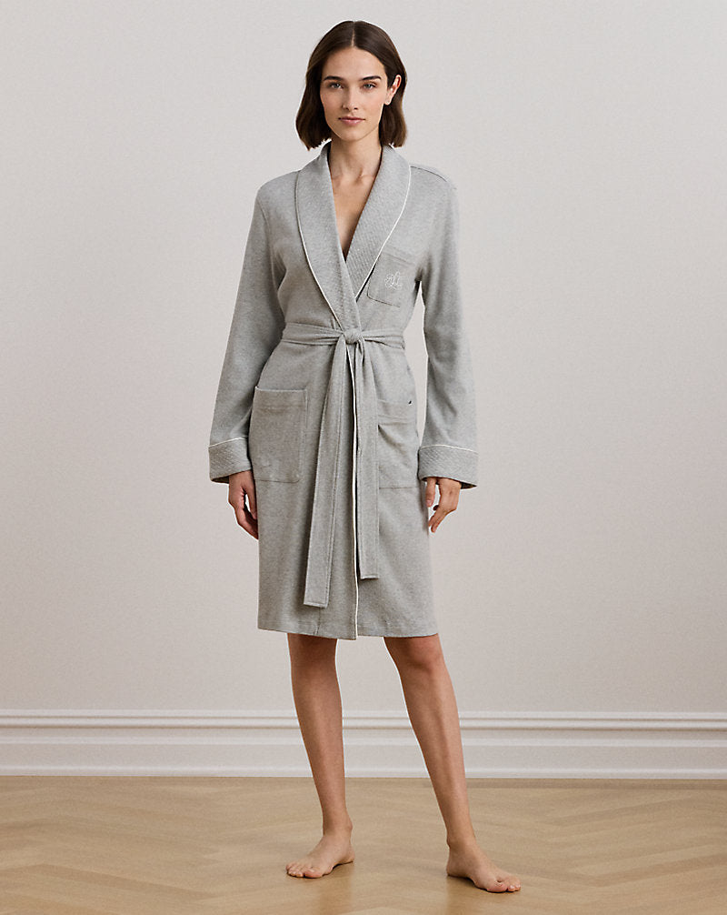Quilted Shawl-Collar Robe Grey
