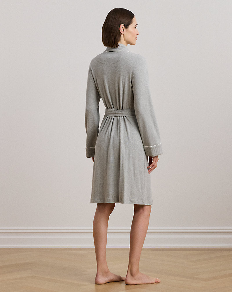 Quilted Shawl-Collar Robe Grey