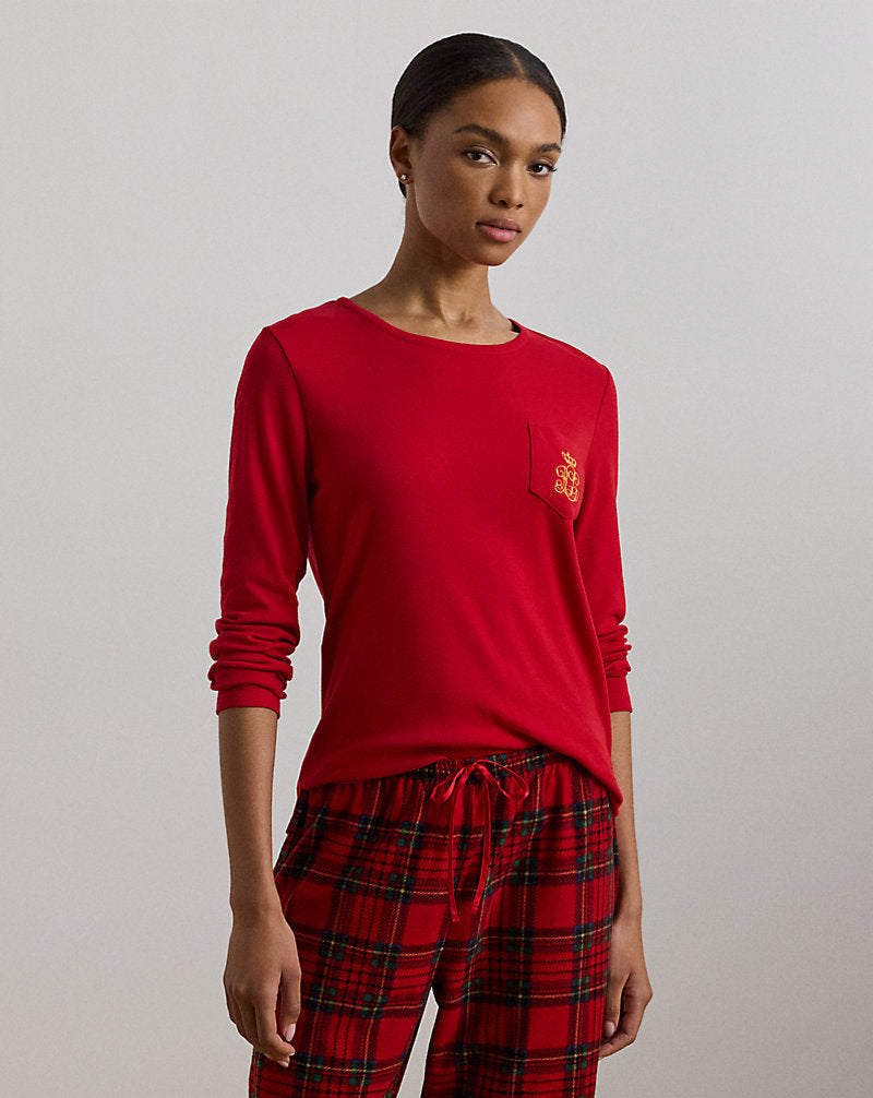 Plaid Knit & Fleece Pyjama Set Red Plaid