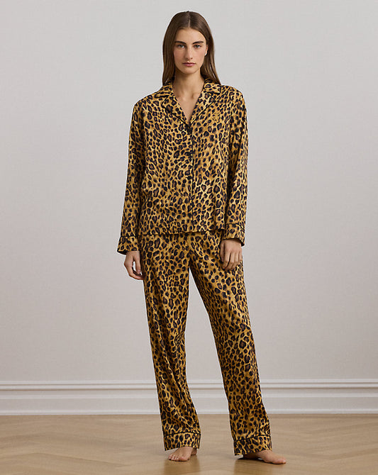 Leopard-Print Sateen Sleep Set Leopard