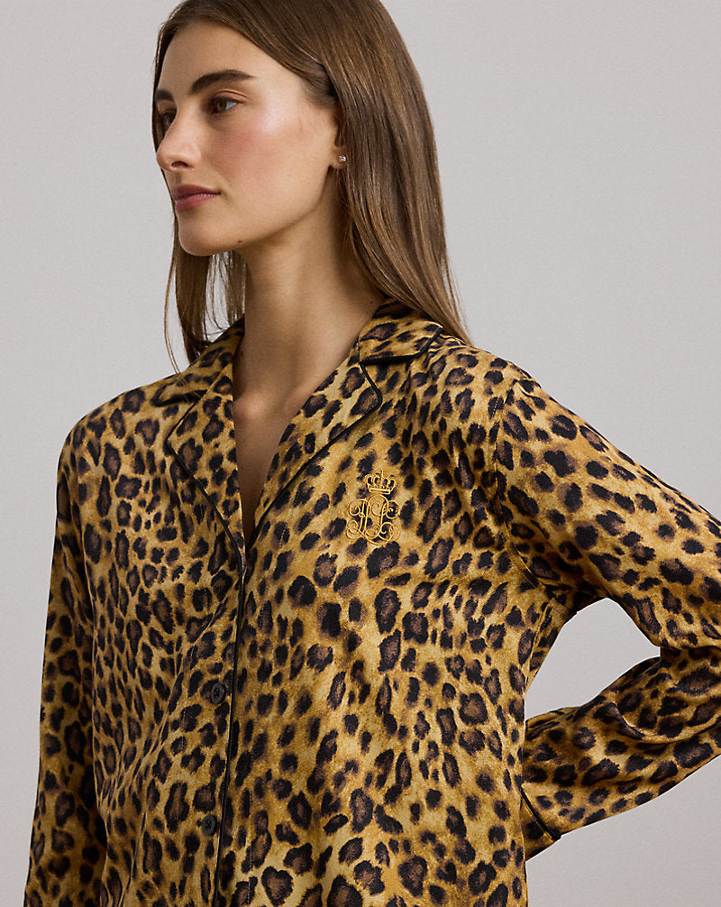 Leopard-Print Sateen Sleep Set Leopard