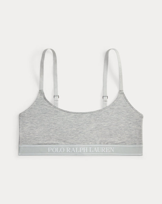 Repeat-Logo Cropped Scoopneck Tank Heather Grey