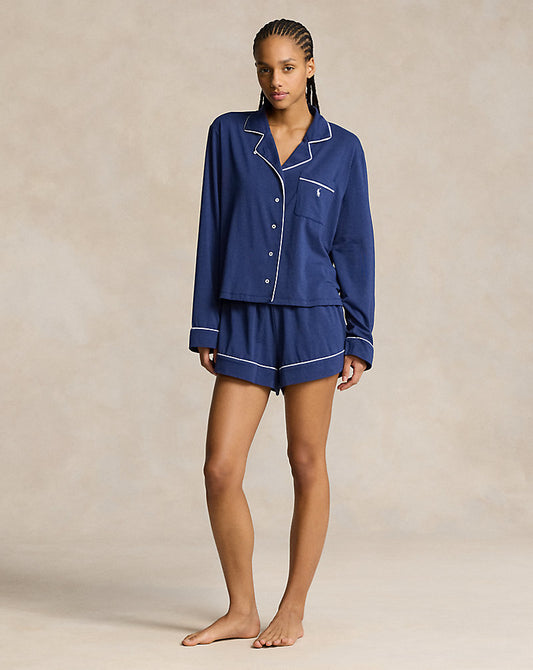 Jersey Long-Sleeve Pyjama Set Navy