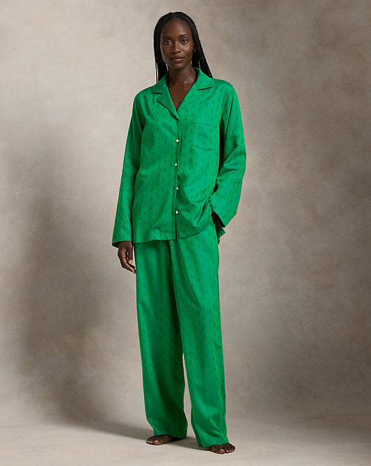 All-over Pony Long-Sleeve Pyjama Set Amazon/Bright Royal