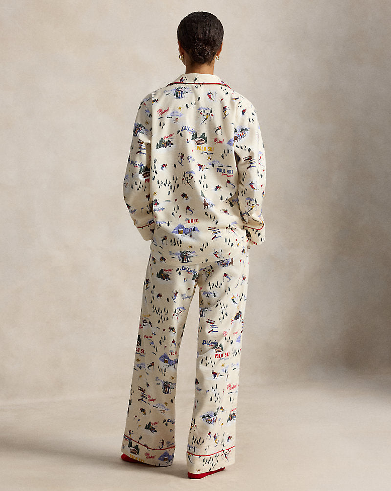 Ski-Motif Cotton Long-Sleeve Pyjama Set Ski Slp Prnt