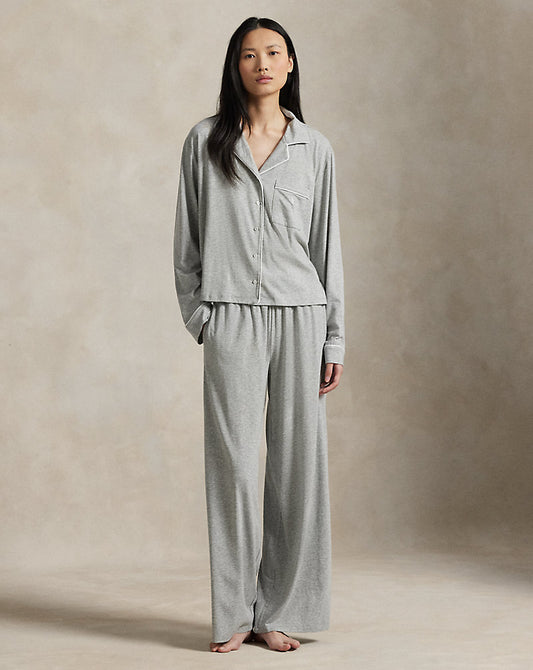 Jersey Long-Sleeve Pyjama Set Heather Grey