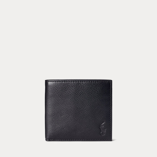 Pebbled Leather Billfold Wallet Black