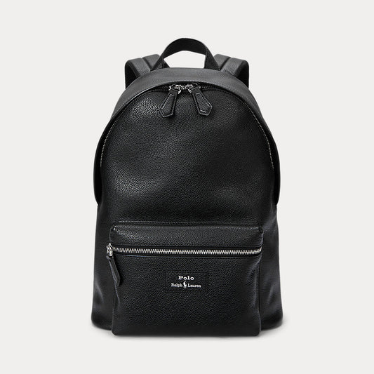 Pebbled Leather Backpack Black