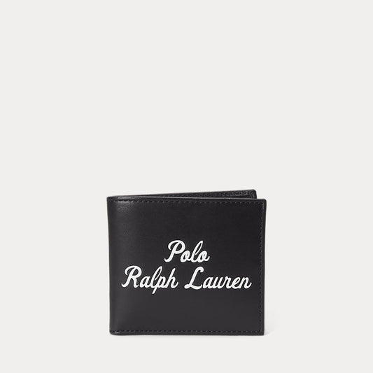 Logo Leather Billfold Coin Wallet Black