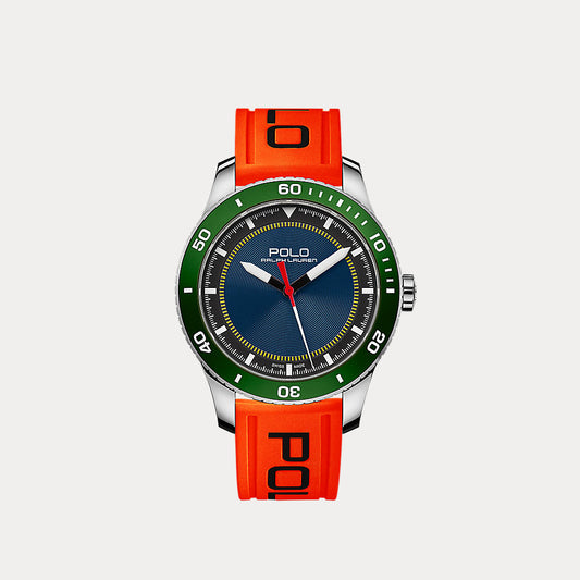 42 MM Polo Sport Steel Watch Blue Dial/Green Bezel