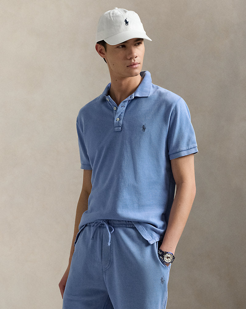 Custom Slim Fit Spa Terry Polo Shirt Campus Blue