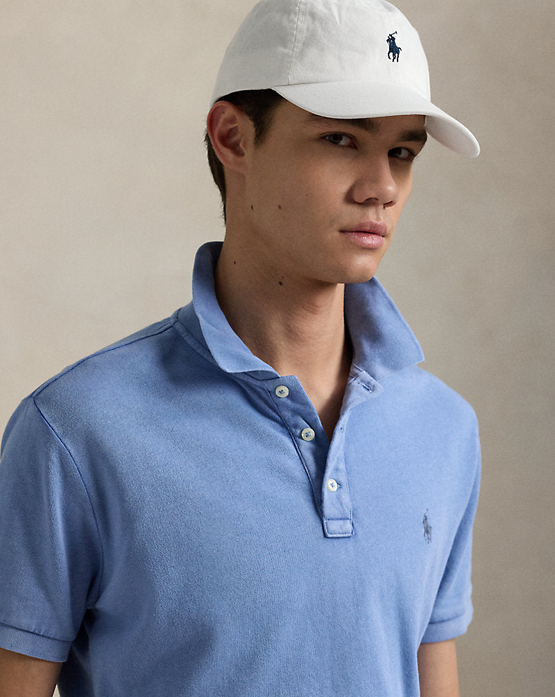 Custom Slim Fit Spa Terry Polo Shirt Campus Blue