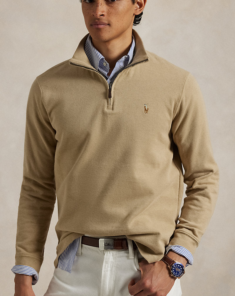 Estate-Rib Quarter-Zip Pullover Coastal Beige