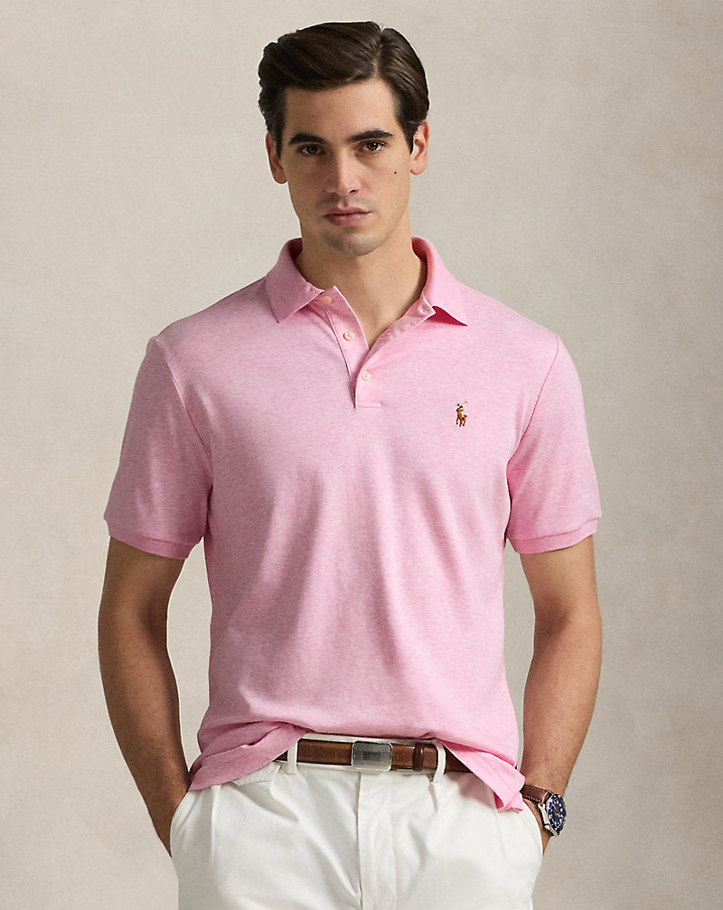 Custom Slim Fit Soft Cotton Polo Shirt Caramel Pink Heather