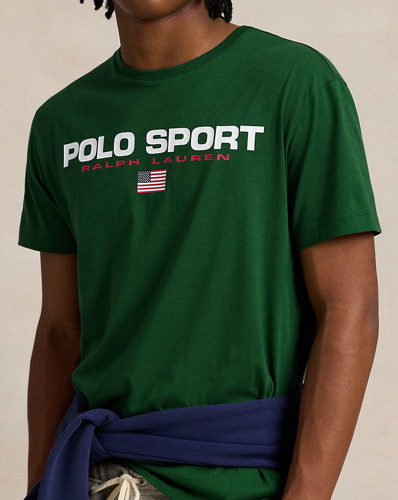 Classic Fit Polo Sport Jersey T-Shirt New Forest/White