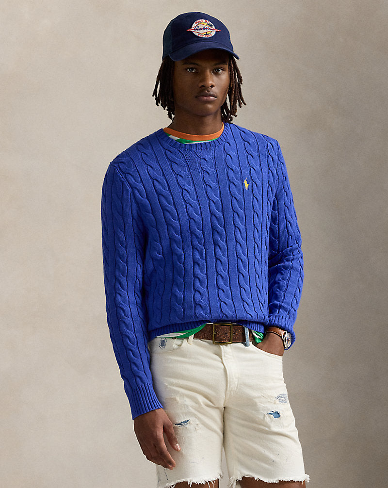 Cable-Knit Cotton Jumper Bluebell Bloom