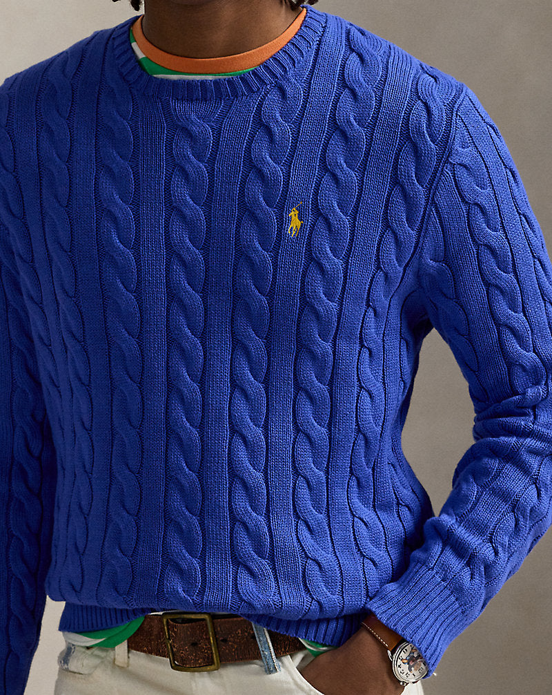 Cable-Knit Cotton Jumper Bluebell Bloom
