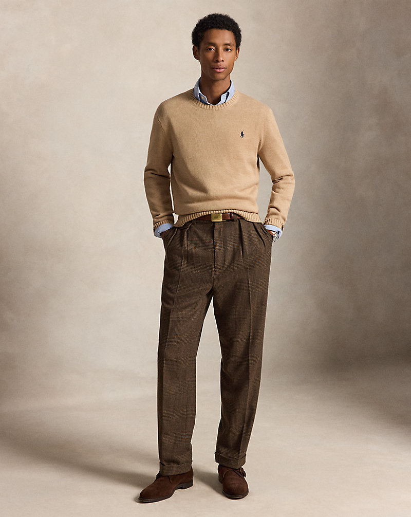 Cotton Crewneck Jumper Camel Melange